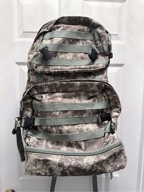 Digital Camo Military-Style Backpack in Gray